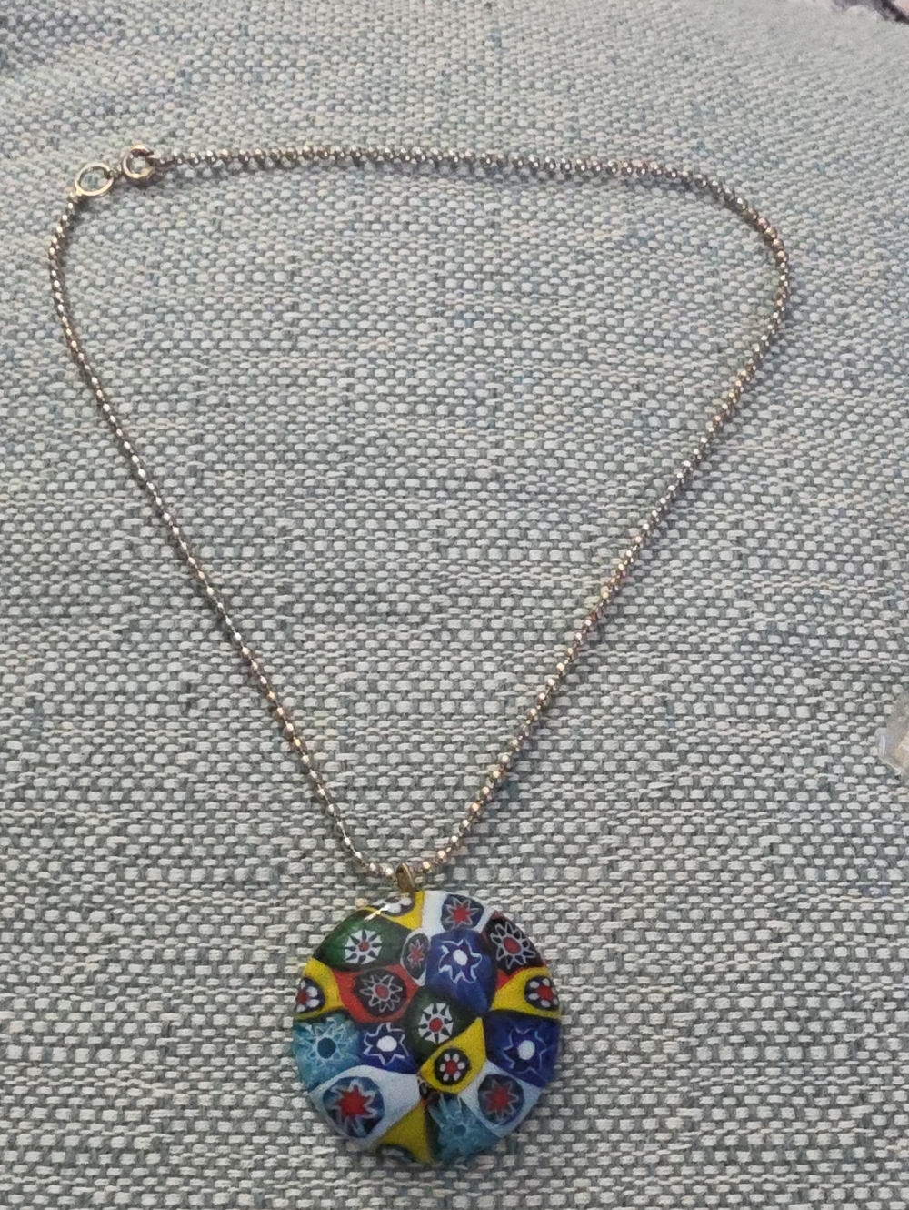 Handmade Millefiori Glass Pendant Necklace in Multi-Color